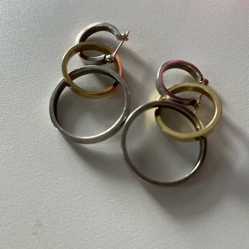 Tiffany & Co Paloma Picasso Sterling Silver 18K Gold Triple Hoop Earrings